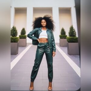 VINTAGE B.P. BLUE & DARK GREEN BOMBER JACKET FOR WOMEN